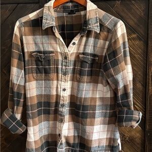 Patagonia Fjord Women's Checkered Button Down Shirt - Brown and Black and Pink